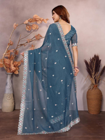 Ethnic Motifs Zari Woven Design Banarasi Saree